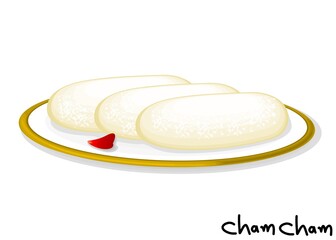 Cham Cham indian Sweet Dish Food Vector