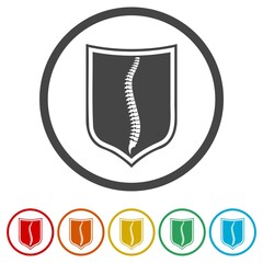 Healthy protected spine ring icon, color set