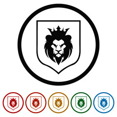 Lion Shield Logo ring icon, color set