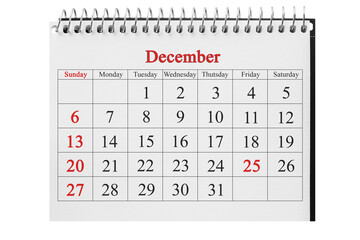 December 25 in the calendar on the wood background