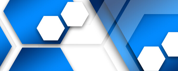  Abstract blue hexagon tech geometric background
