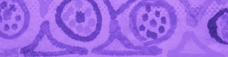 Violet Ethnic Patchwork. Ink Painting. Vintage 