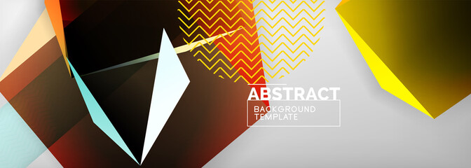 Low poly 3d geometric shapes, minimal abstract background. Vector illustrations for covers, banners, flyers and posters and other