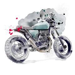 Handrawn Tracker Motorcycle illustration
