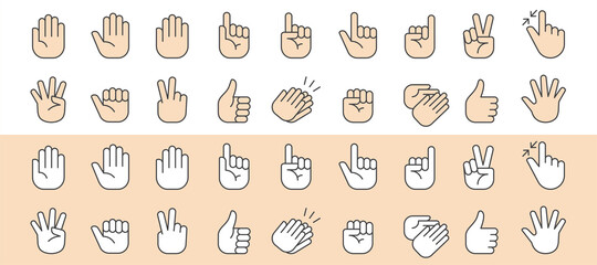Hands icons. Isolated vector illustration.