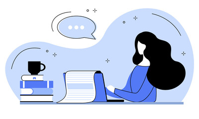 Blog creation concept illustration. Media creator and freelance article writer, blog copywriter and content creator. suitable for web design, banner, mobile app, landing page.