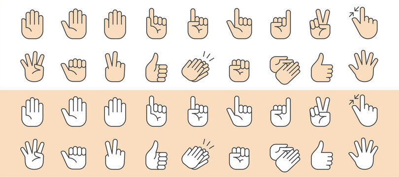 Hands icons. Isolated vector illustration.