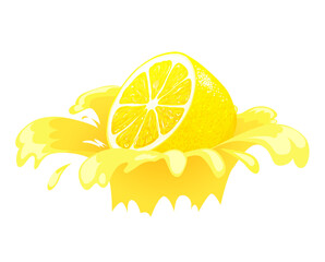 Lemon splash vector illustration. Concept for label.