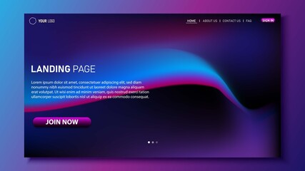 Landing page background. Website UI background design. Fluid shape color. Eps 10 vector