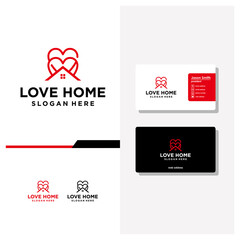 love home logo design and business card vector