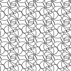 Fototapeta premium Seamless pattern with black flowers and leaves on a white background. Suitable for fabric, wrapping paper, wallpaper, bags, clothes, dishes, cases on smartphones and tablets, wallets.
