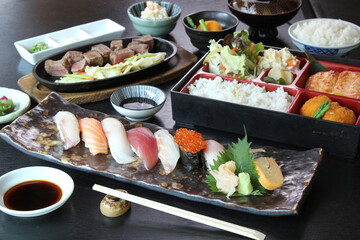 sushi set, Japanese food variety