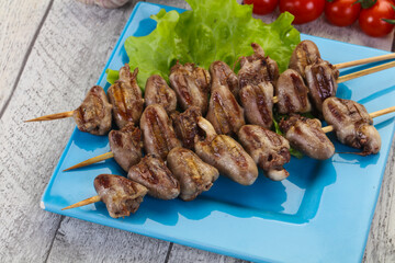 Chicken hearts skewer