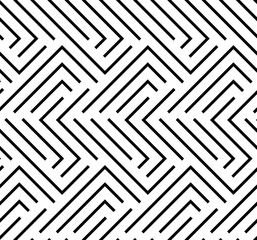 Seamless black and white background for your designs. Modern vector ornament. Geometric abstract pattern