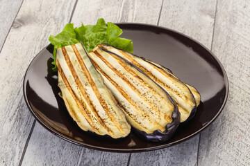 Grilled eggplant in the bowl