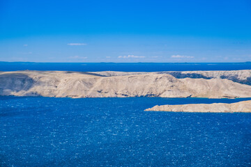 Panoramic view of rocky Pag island in the morning, Croatia, Adriatic sea