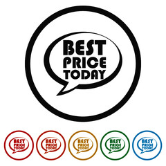  Best price today ring icon, color set