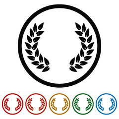 Laurel wreath ring icon, color set