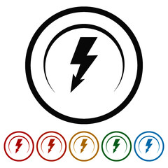 Lightning bolt ring icon, color set