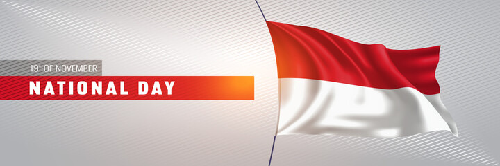 Monaco happy national day greeting card, banner vector illustration