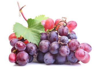 Bunch of grapes on a white background