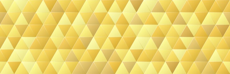 Shiny gold gradient color triangle shapes seamless pattern background, glitter golden mosaic geometric texture, stock vector illustration design element, backdrop for social media header, banner, link