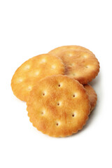 Tasty cracker biscuits isolated on white background