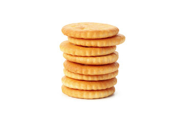 Tasty cracker biscuits isolated on white background