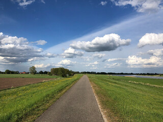 Fototapeta na wymiar Bicycle path around the IJssel river