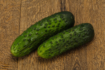 Ripe fresh green two cucumbers