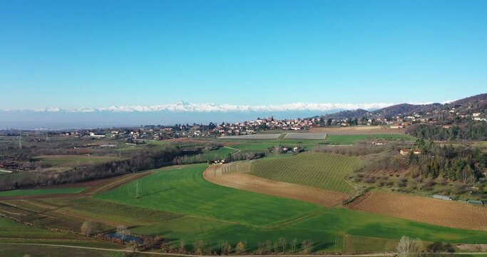 Aerial view of Piedmont hills and mountains