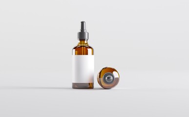 Amber Dropper Bottle Mockup 3D Illustration