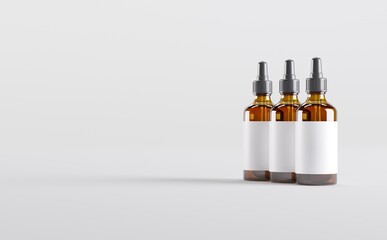Amber Dropper Bottle Mockup 3D Illustration