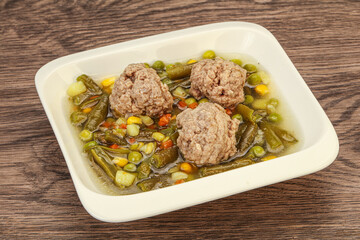 Soup with vegetables and meat balls