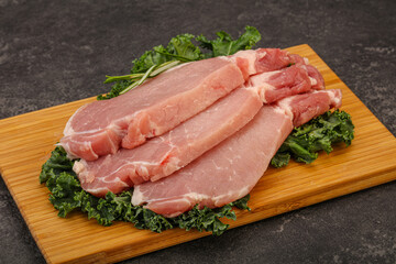 Raw pork steak for cooking