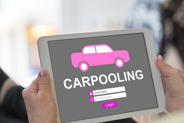 Carpooling concept on a tablet