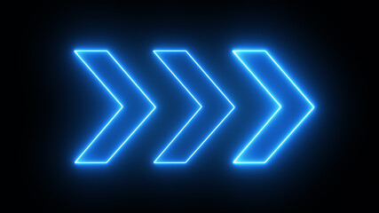 Blue neon arrows on a black background © cherezoff