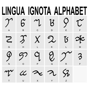vector icon set with Ancient Occult Alphabet Lingua Ignota for your project