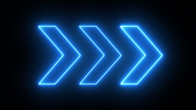 Blue neon arrows on a black background