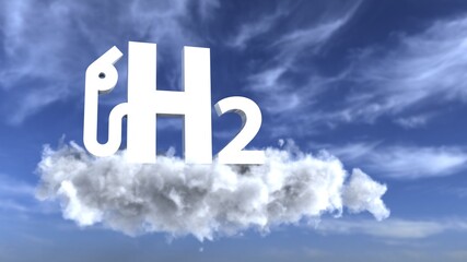 Naklejka na ściany i meble H2 gas pump symbol in the sky