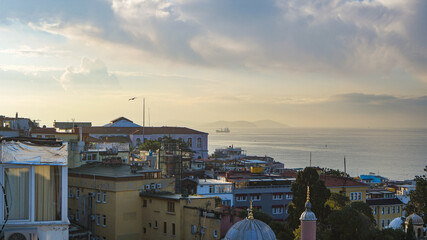 Morning Istanbul and downtown and Sea of Marmara views