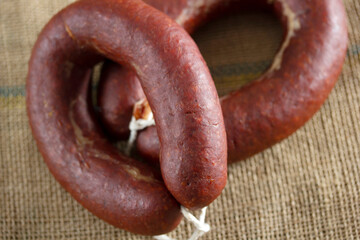 Traditional Turkish food sausage. Dried and spicy.