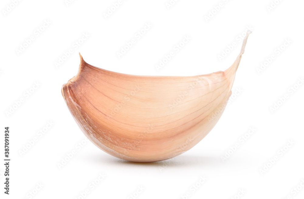 Wall mural Close-up Garlic Clove isolated on white background. Clipping path.