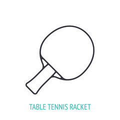 Table tennis racket outline icon. Vector illustration. Sports equipment. Inventory for athletic game. Training symbol. Thin line pictogram for user interface. Isolated white background