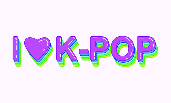 I Love K-pop. Korean Pop Music Style.
Vector Illustration. Pop Poster.