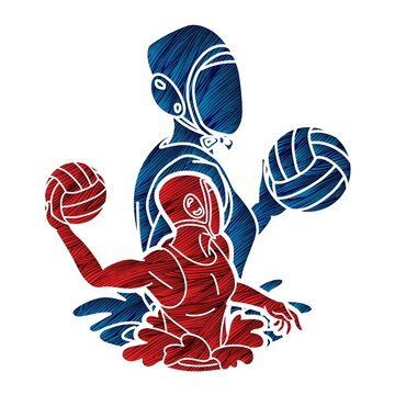 recommend clip art: Water polo players  action cartoon graphic vector