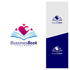 Love Book logo design vector template, Illustration Book design Concept, Icon symbol