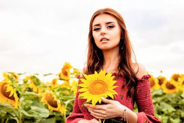 woman in the sunflower field