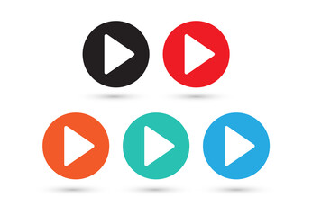 Play button icon isolated on white background. Vector illustration.