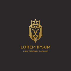 Lion King tech Gold Premium Logo Template